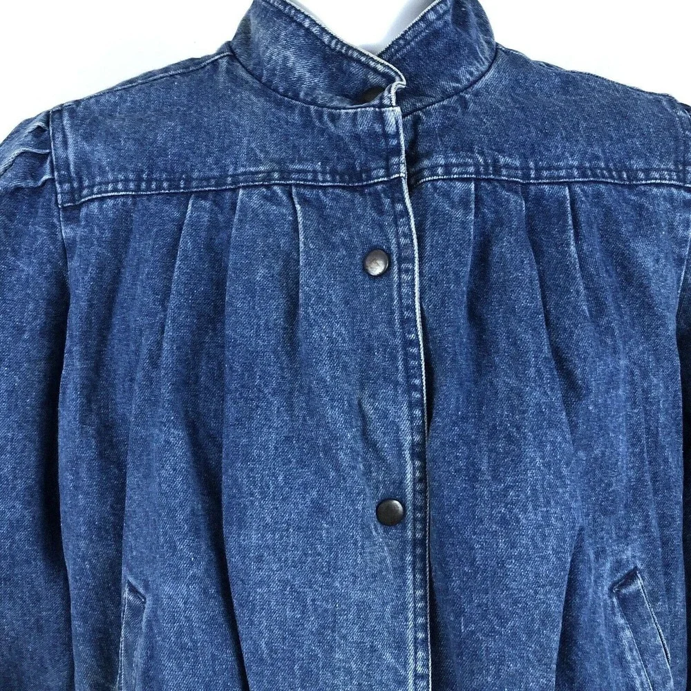 Bramble Lane Denim Blue Jean Trucker Jacket Size Large Vintage 80s Blanket Lined